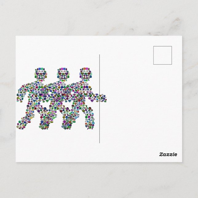 Män i rörelse – Ädelstens gångfigurdesign Vykort (Baksida)