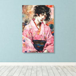 Man i Rosa Kimono Canvastryck