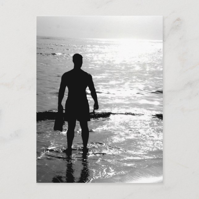 Man i soluppgången vykort (Framsida)