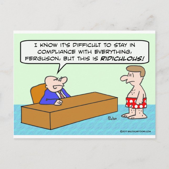 Man i underkläder är ur överensstämmelse vykort (Framsida)