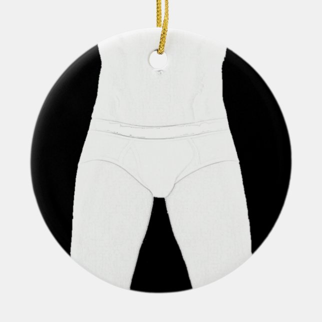 Man i underkläderprydnad julgransprydnad keramik (Framsidan)