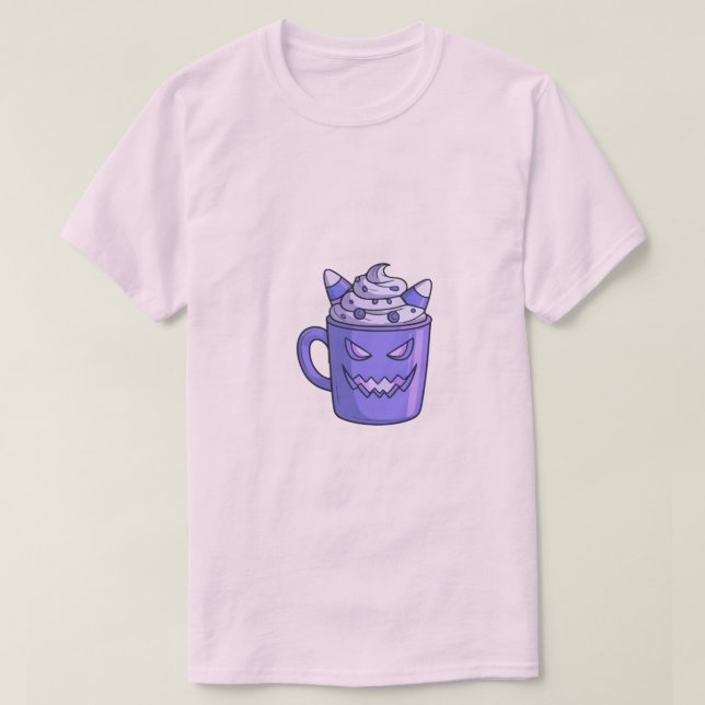 Man i vit t-shirt med läskig drickgrafik (Design framsida)