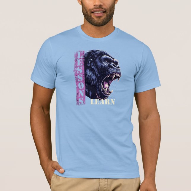 Män Ilsken Gorilla Lektioner Lär T-Shirt (Framsida)