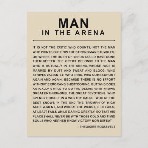 Man In The Arena - Att våga stort Meddelande Vykort