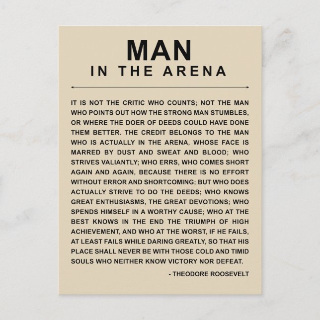 Man In The Arena - Att våga stort Meddelande Vykort (Framsida)
