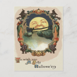 Man In The Moon Jack O Lantern Heksa Vykort