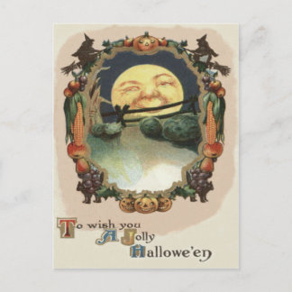 Man In The Moon Jack O Lantern Heksa Vykort