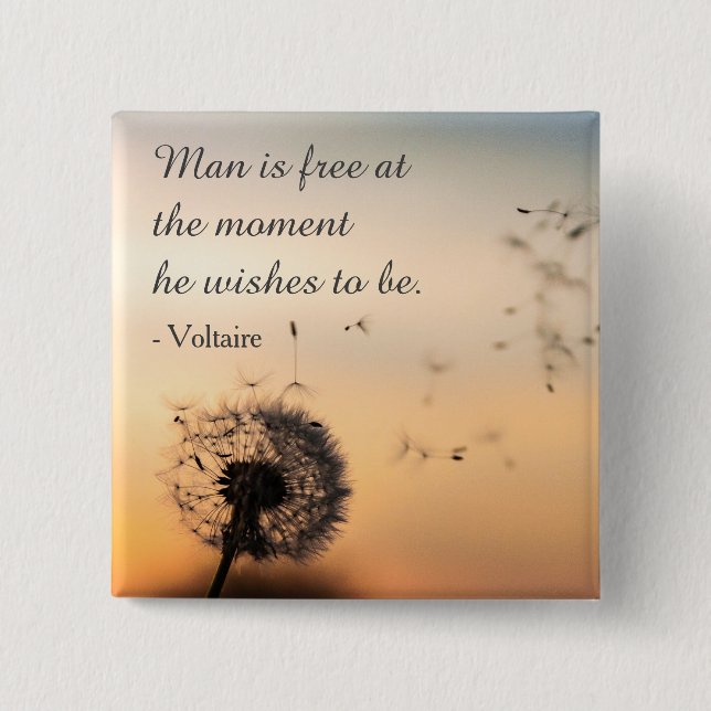 Man is Free Voltaire Quote Knapp (Framsida)
