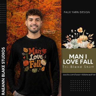 Man jag älskar höst falskt garn Bella+Canvas T Shirt