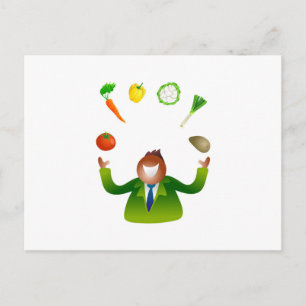 Man Juggling Vegetables Vykort