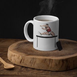 Man Jumping Hurdles Athletics Coffee Mugg