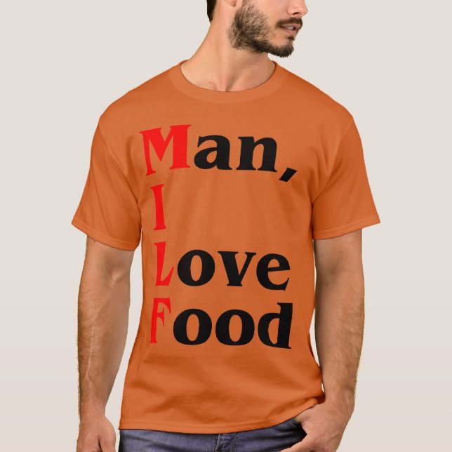 MAN KÄRLEK MAT rolig T Shirt (Framsida)