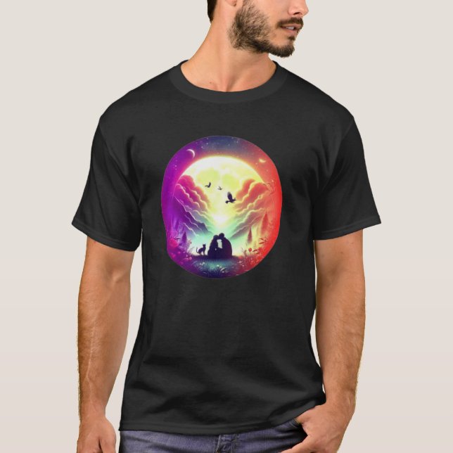 mån kärlek par t shirt (Framsida)