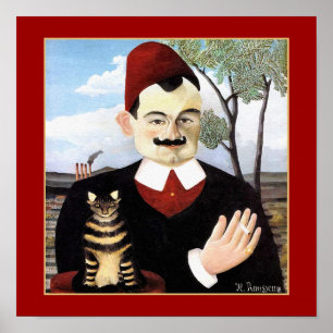Man & katt av Henri Rousseau Poster