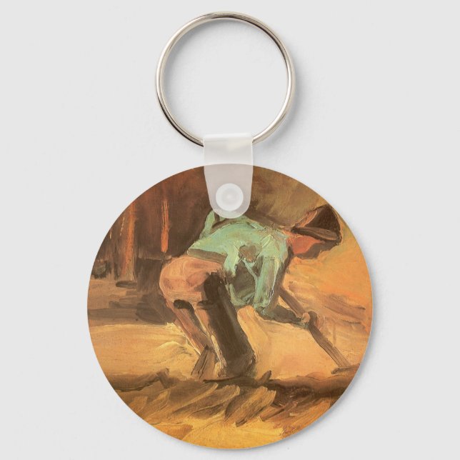 Man Knappar med Pinne eller Spade, Vincent van Gog Nyckelring (Framsida)