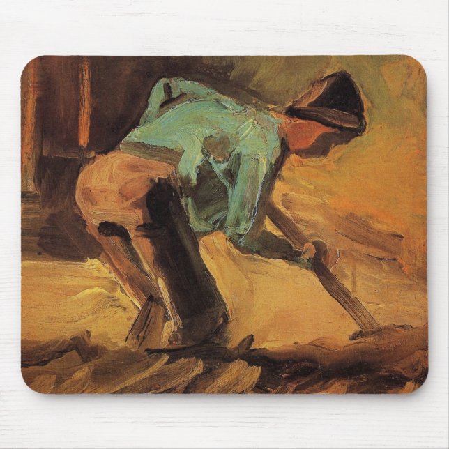 Man Knappar med Pinne, Spade av Vincent van Gogh Musmatta (Framsidan)
