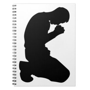 MAN KNEELING IN PRAYER ANTECKNINGSBOK