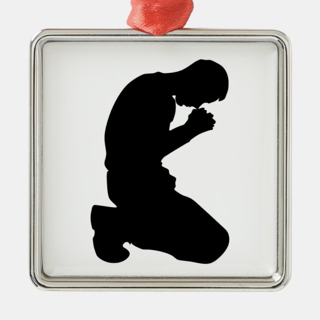 MAN KNEELING IN PRAYER JULGRANSPRYDNAD METALL (Framsidan)