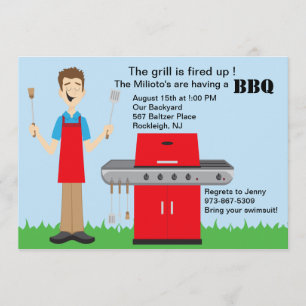 Man kokar på Grill Barbecue-inbjudan Inbjudningar