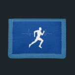 Man kör Springer Silhouette på Blue Background<br><div class="desc">Springer silhouette teckning på blå bakgrund. Minimal design med hjärtslagslinjen.</div>