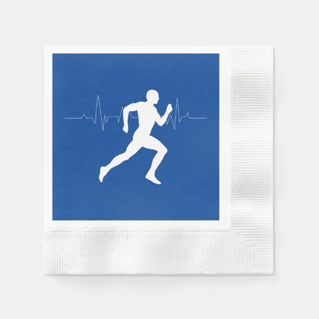 Man kör Springer Silhouette på Blue Background Pappersservett (Framsidan)