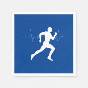 Man kör Springer Silhouette på Blue Background Pappersservett