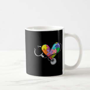 Män kvinnor stetoskop autism hjärta färgglatt puss kaffemugg