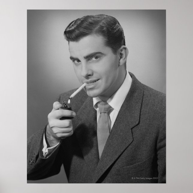 Man Lighting Cigarette Poster (Framsidan)