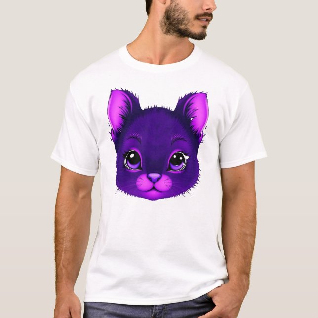 Man Lila gullcat T-Shirt (Framsida)