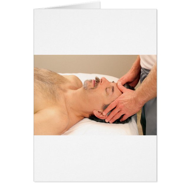 Man Massaging Male Ansikte Hälsningskort (Framsidan)