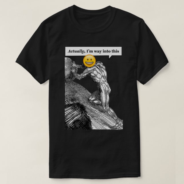 Man måste tänka sig Sisyphus lycklig 1 T Shirt (Design framsida)