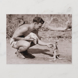 Man med Baby Kangaroo Vykort