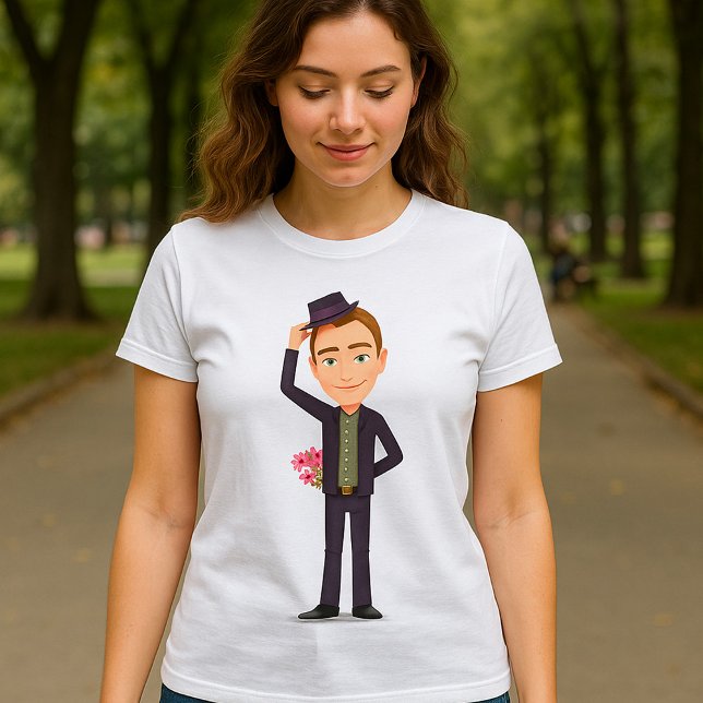 Man Med Blommor Dam T-Shirt (Skapare uppladdad)