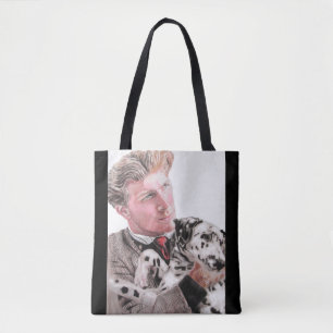 Man med Dalmatien Spotty Hund Cute Tote Bag Tygkasse