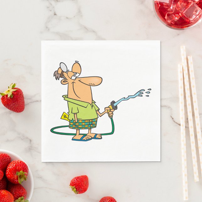 Man med en Garden Hose Pappersservett (Skapare uppladdad)