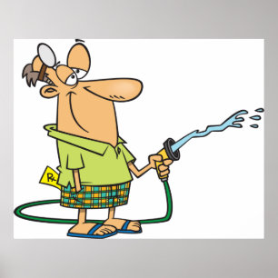 Man med en Garden Hose Poster