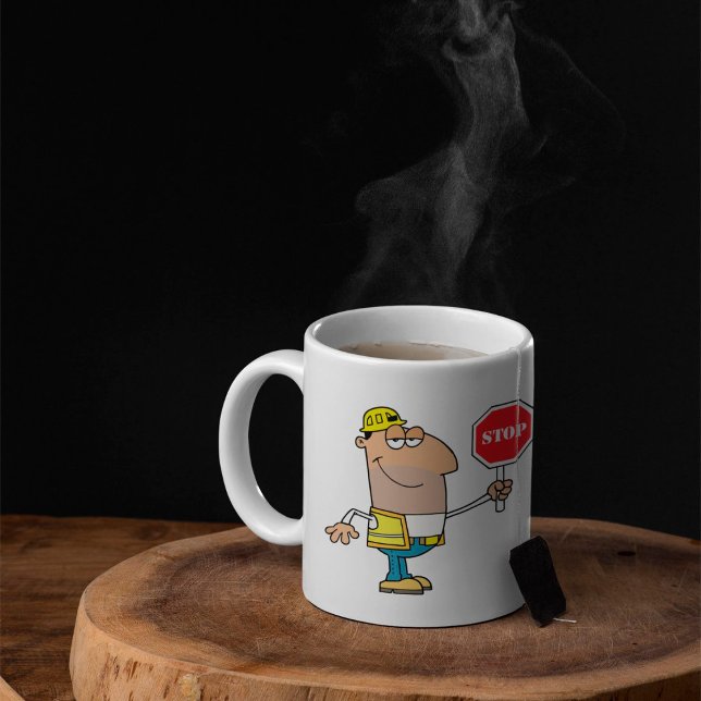 Man med en stoppskylt kaffemugg (Skapare uppladdad)