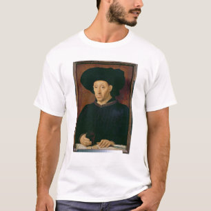 Man med ett exponeringsglas av vin t-shirt