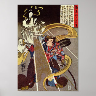 Man med Fox Goddess Kuniyoshi Fine Art Poster