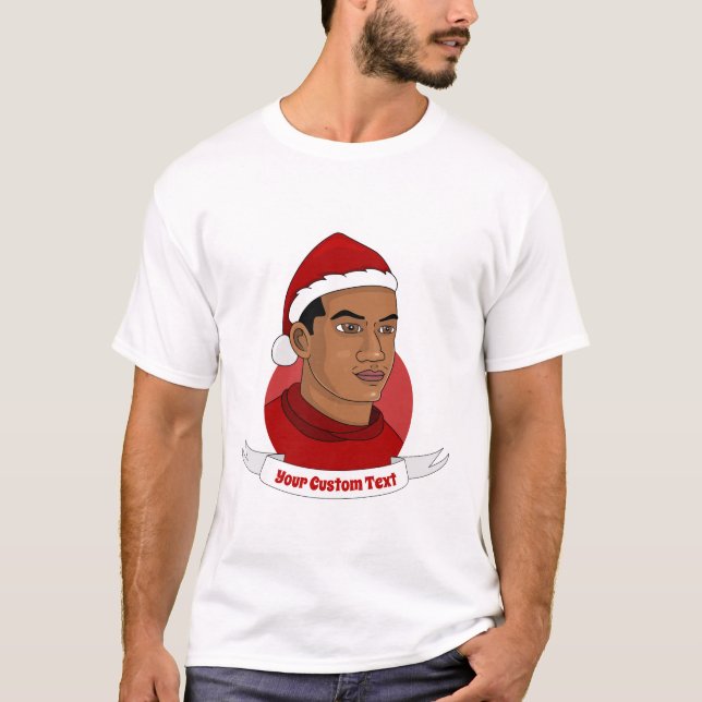 Man med Jultomten hat tecknad T Shirt (Framsida)