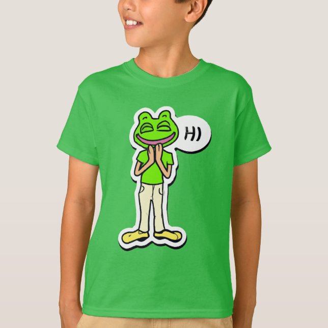 Man med leende Frog Head AI Art T Shirt (Framsida)