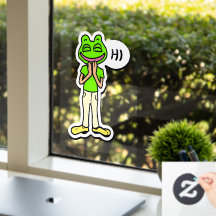 Man med leende Frog Head på Gult AI