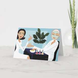 Män med manikyr och ansiktsuttryck i spa kort