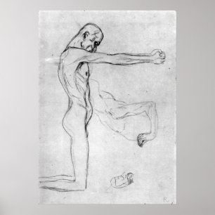 Man med med outstretched ärmar av Gustav Klimt Poster