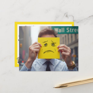 Man med oroad Ansikte Teckning vid Wall street Vykort