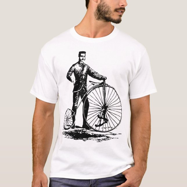 Man med Penny Farthing - Black Tee (Framsida)