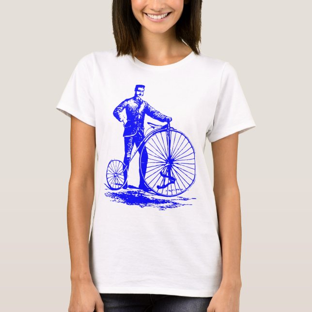 Man med Penny Farthing - Blue T Shirt (Framsida)