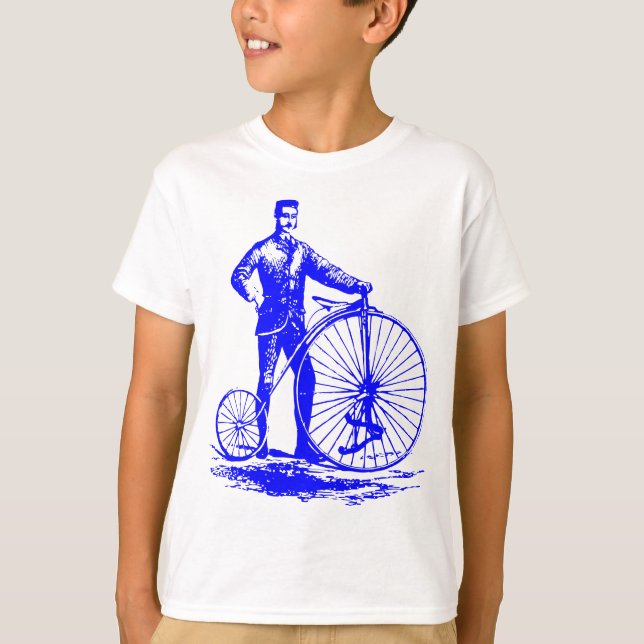 Man med Penny Farthing - Blue Tee (Framsida)