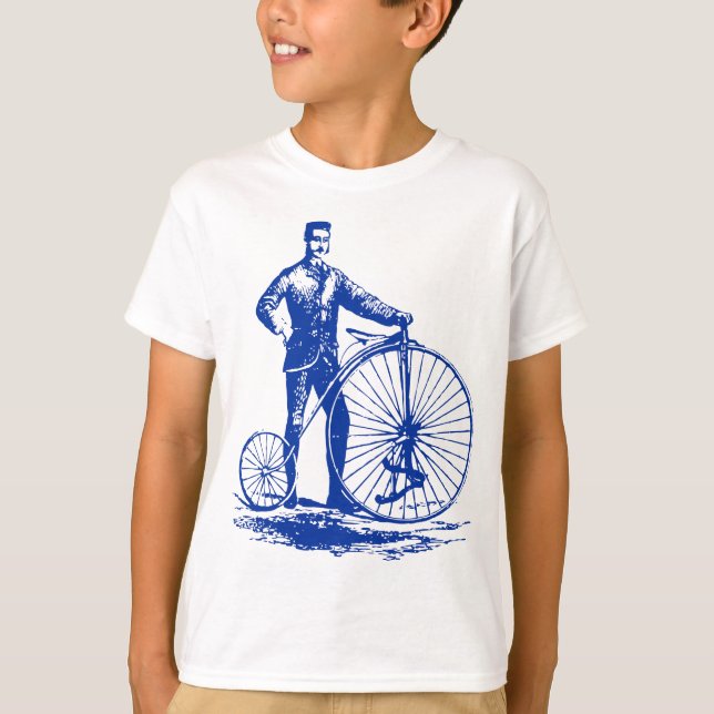 Man med Penny Farthing - flottan Tee Shirt (Framsida)