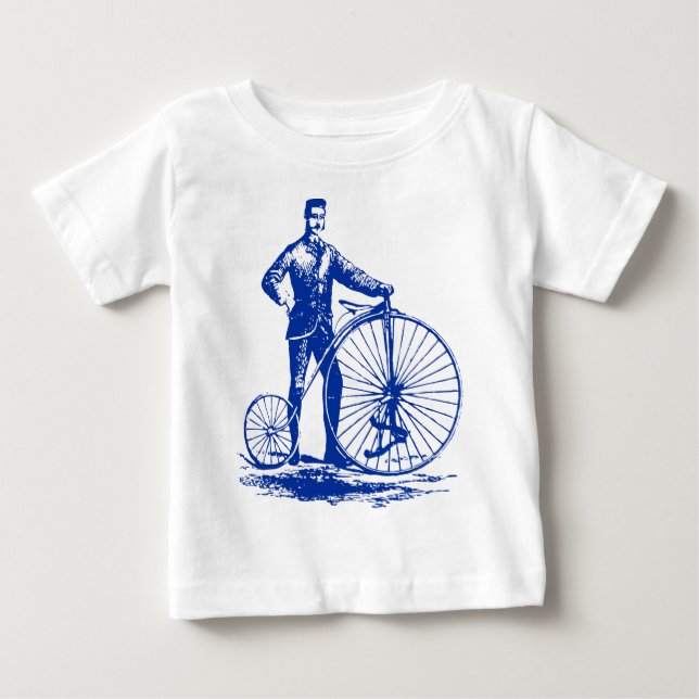 Man med Penny Farthing - Navy Tee Shirt (Framsida)